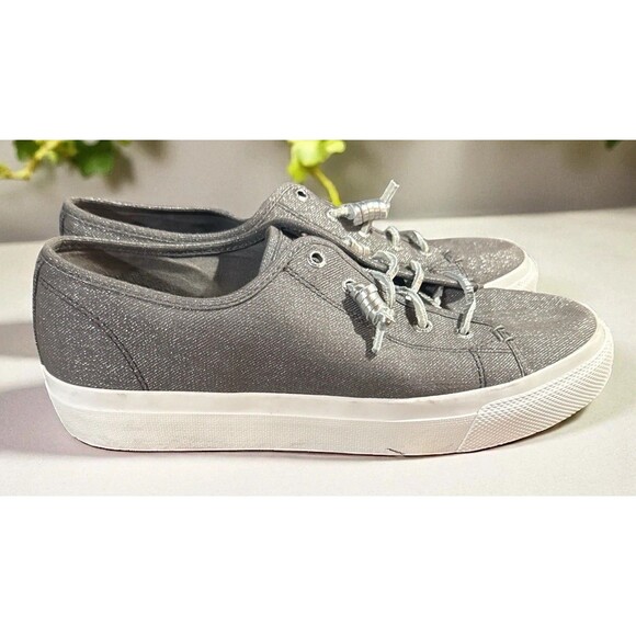 Sperry Top-Sider Shoes Women’s 9.5 Gray Canvas Slip On Sneakers Comfort Casual - Picture 2 of 9